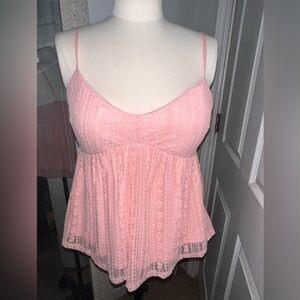Derek Heart Pink Lace Camisole with Spaghetti Straps